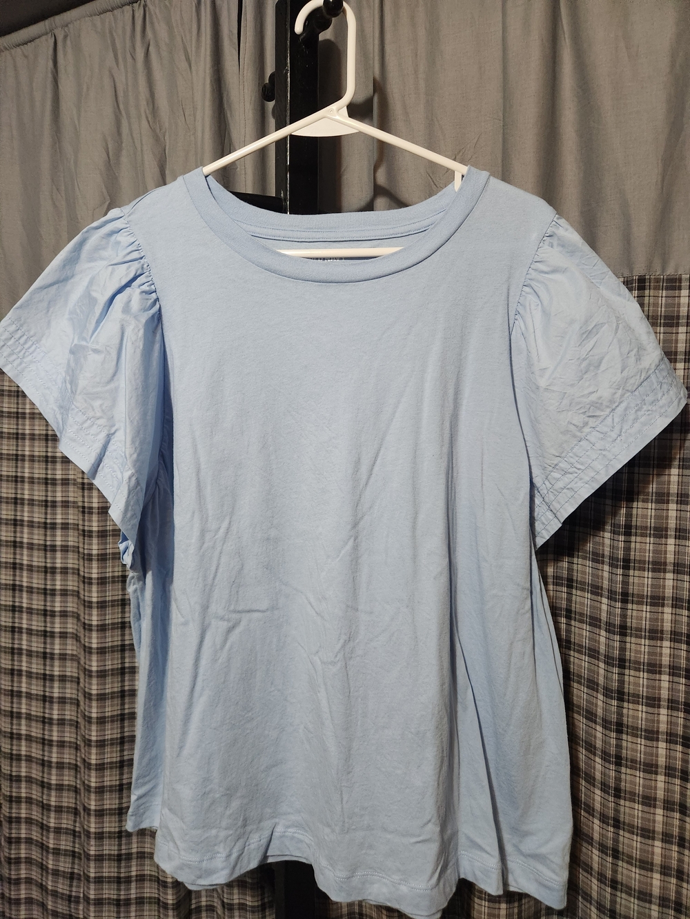 Old Navy Light Blue Short-Sleeve Puff Shoulder Tee